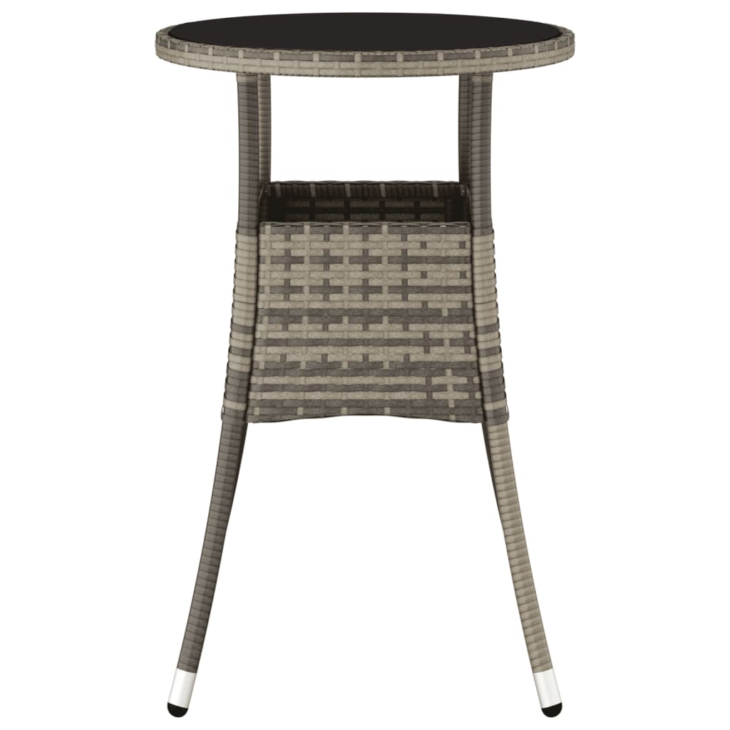 Garden Table ?0x75 cm Tempered Glass and Poly Rattan Grey