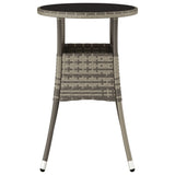 Garden Table Ø60x75 cm Tempered Glass and Poly Rattan Grey - Side View