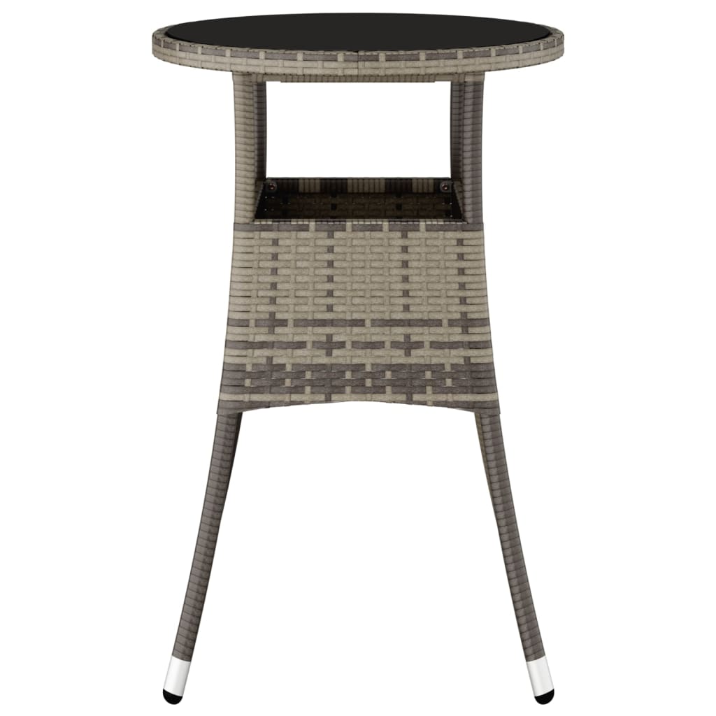 Garden Table ?0x75 cm Tempered Glass and Poly Rattan Grey