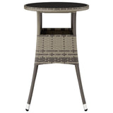 Garden Table ?0x75 cm Tempered Glass and Poly Rattan Grey
