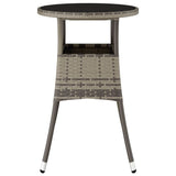Garden Table Ø60x75 cm Tempered Glass and Poly Rattan Grey - Top-Down View