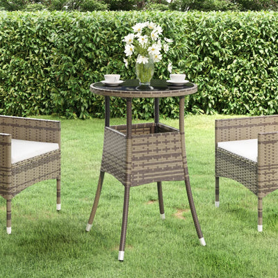 Garden Table ?0x75 cm Tempered Glass and Poly Rattan Grey