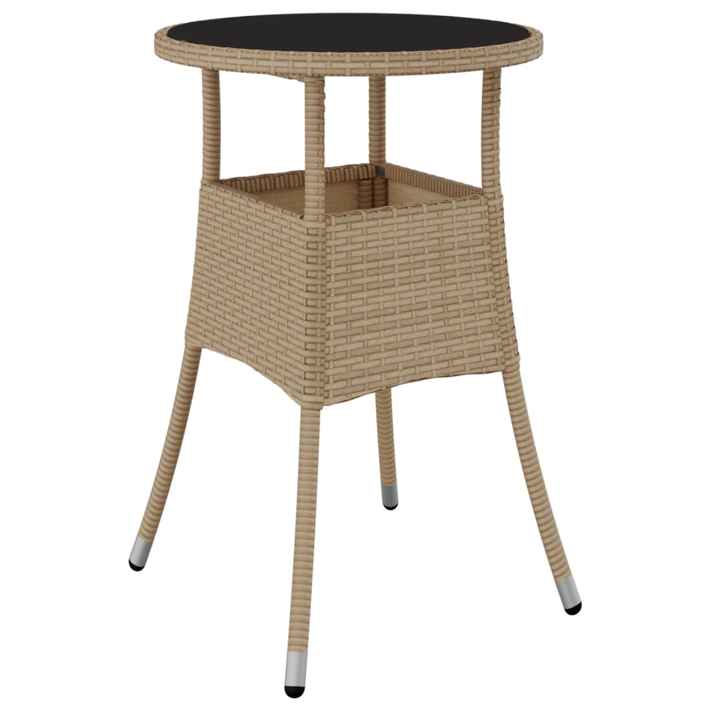 Garden Table ?0x75 cm Tempered Glass and Poly Rattan Beige