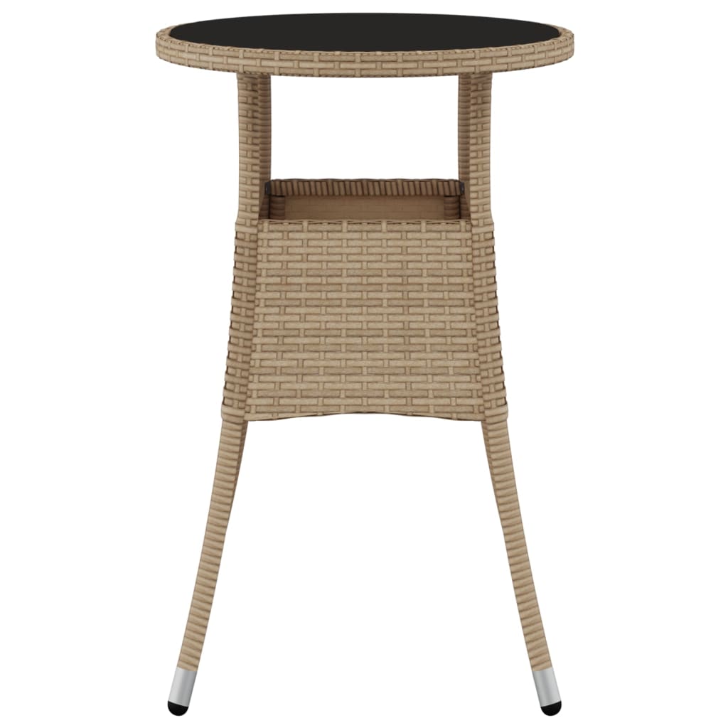 Garden Table ?0x75 cm Tempered Glass and Poly Rattan Beige