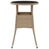 Garden Table ?0x75 cm Tempered Glass and Poly Rattan Beige