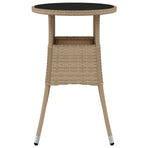 Garden Table ?0x75 cm Tempered Glass and Poly Rattan Beige