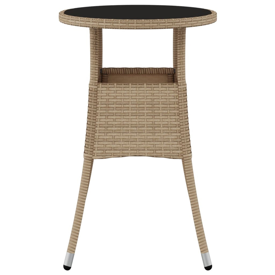 Garden Table ?0x75 cm Tempered Glass and Poly Rattan Beige