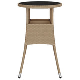 Garden Table ?0x75 cm Tempered Glass and Poly Rattan Beige