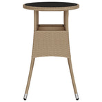Garden Table ?0x75 cm Tempered Glass and Poly Rattan Beige