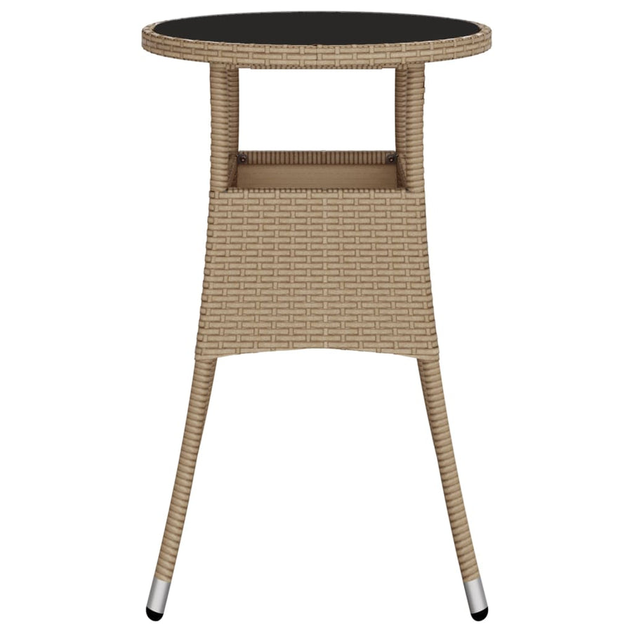 Garden Table ?0x75 cm Tempered Glass and Poly Rattan Beige