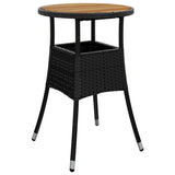 Garden Table ?0x75 cm Acacia Wood and Poly Rattan Black