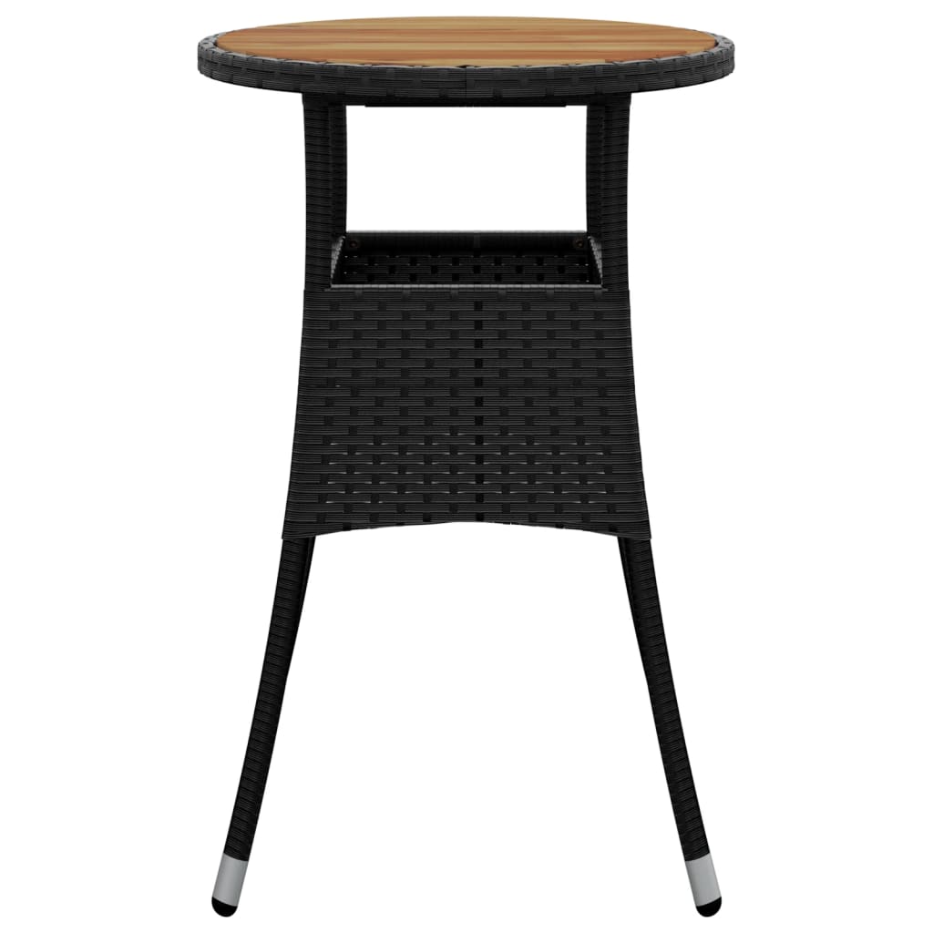 Garden Table ?0x75 cm Acacia Wood and Poly Rattan Black