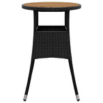 Garden Table ?0x75 cm Acacia Wood and Poly Rattan Black