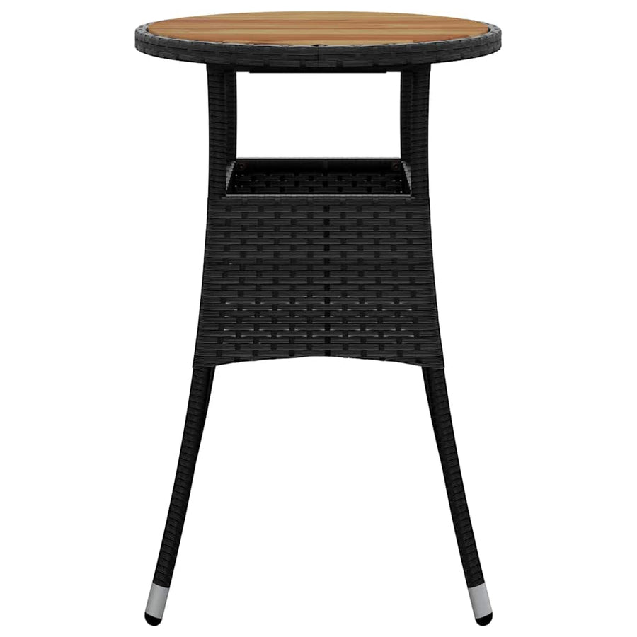 Garden Table ?0x75 cm Acacia Wood and Poly Rattan Black