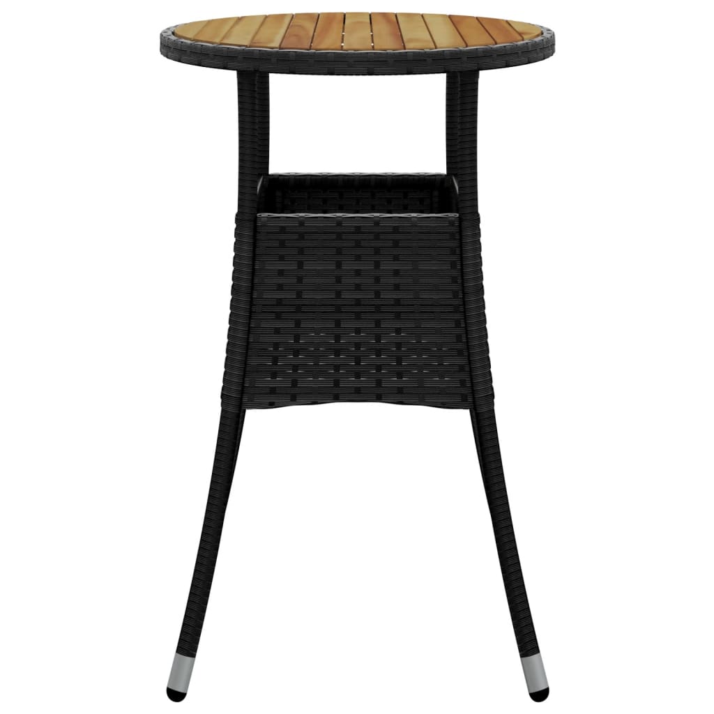 Garden Table ?0x75 cm Acacia Wood and Poly Rattan Black