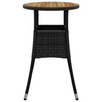 Garden Table ?0x75 cm Acacia Wood and Poly Rattan Black