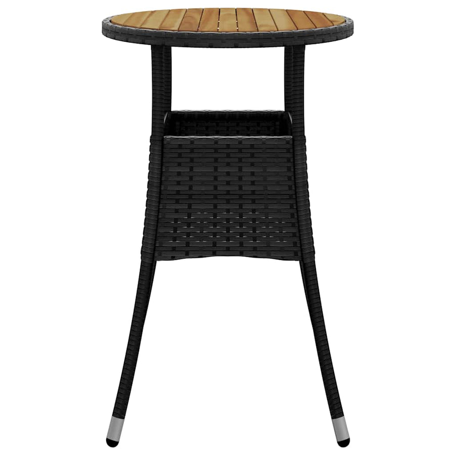 Garden Table ?0x75 cm Acacia Wood and Poly Rattan Black