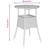 Garden Table Ø60x75 cm Acacia Wood and Poly Rattan Black - Rear View