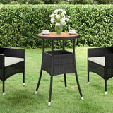 Garden Table ?0x75 cm Acacia Wood and Poly Rattan Black