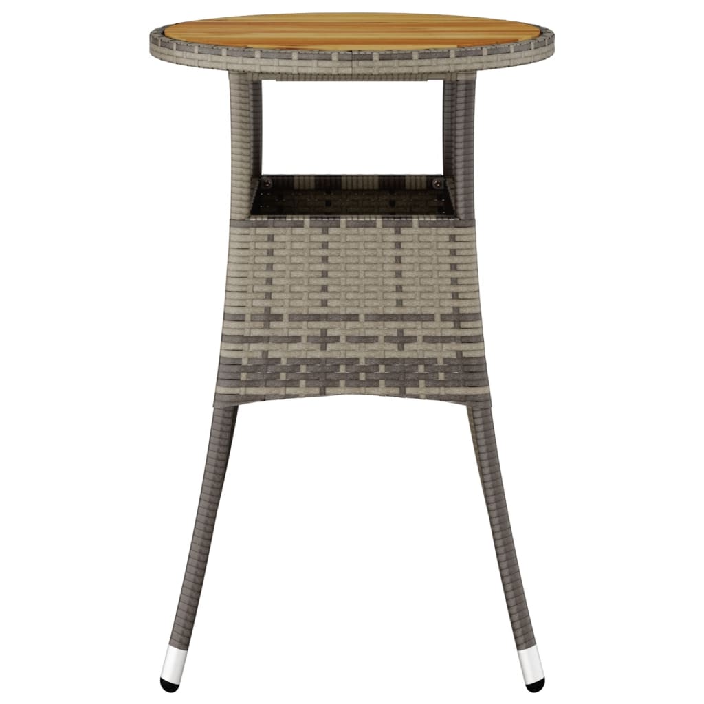 Garden Table ?0x75 cm Acacia Wood and Poly Rattan Grey