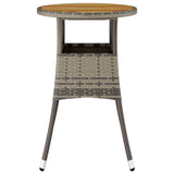 Garden Table Ø60x75 cm Acacia Wood and Poly Rattan Grey - Side View