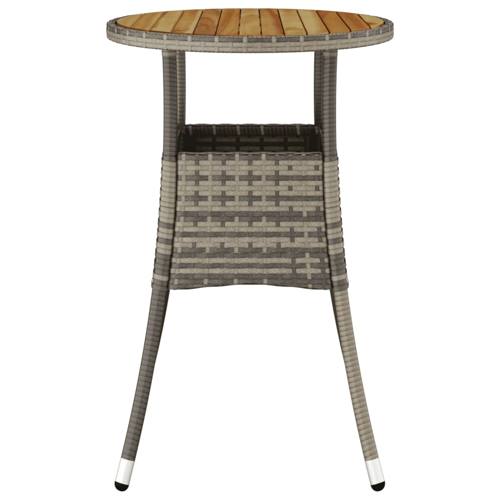 Garden Table ?0x75 cm Acacia Wood and Poly Rattan Grey
