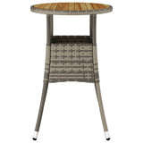 Garden Table Ø60x75 cm Acacia Wood and Poly Rattan Grey - Top-Down View
