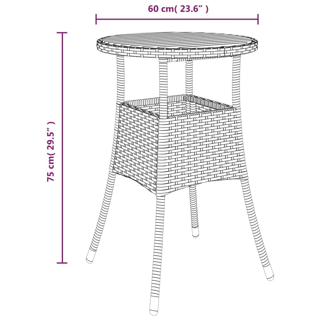 Garden Table ?0x75 cm Acacia Wood and Poly Rattan Grey