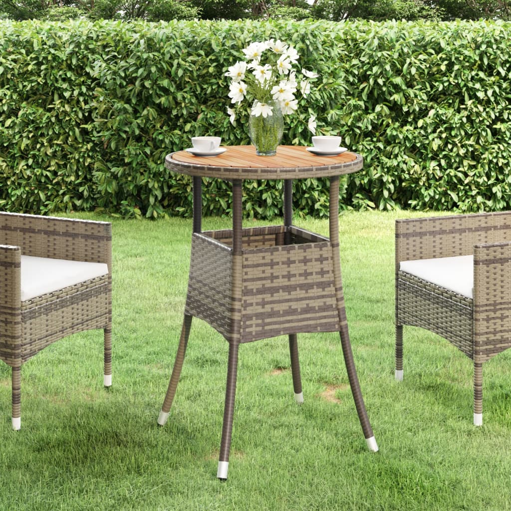 Garden Table ?0x75 cm Acacia Wood and Poly Rattan Grey