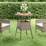 Garden Table ?0x75 cm Acacia Wood and Poly Rattan Grey