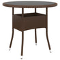 Garden Table ?0x75 cm Tempered Glass and Poly Rattan Brown