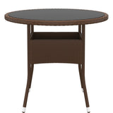 Garden Table ?0x75 cm Tempered Glass and Poly Rattan Brown
