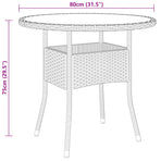 Garden Table ?0x75 cm Tempered Glass and Poly Rattan Brown