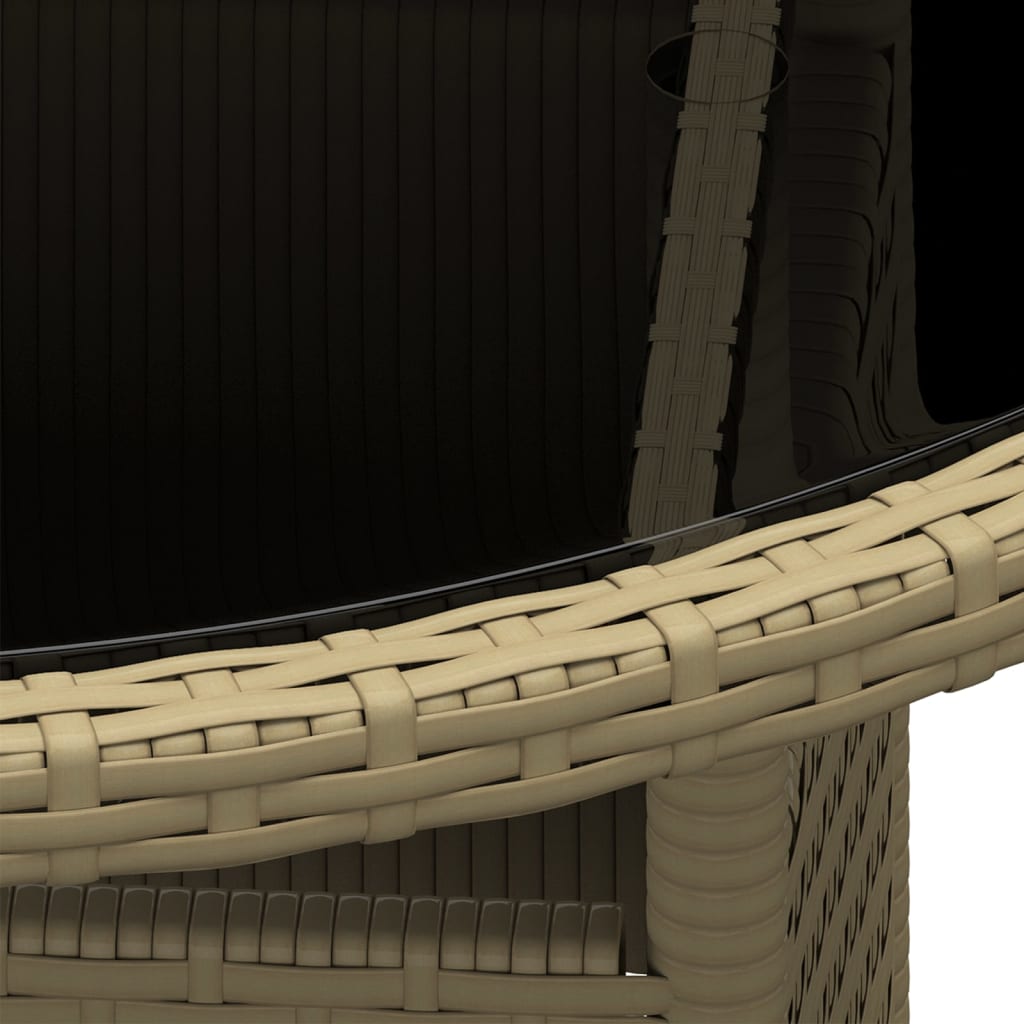 Garden Table ?0x75 cm Tempered Glass and Poly Rattan Beige