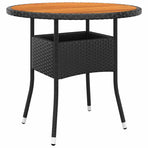 Garden Table ?0x75 cm Acacia Wood and Poly Rattan Black