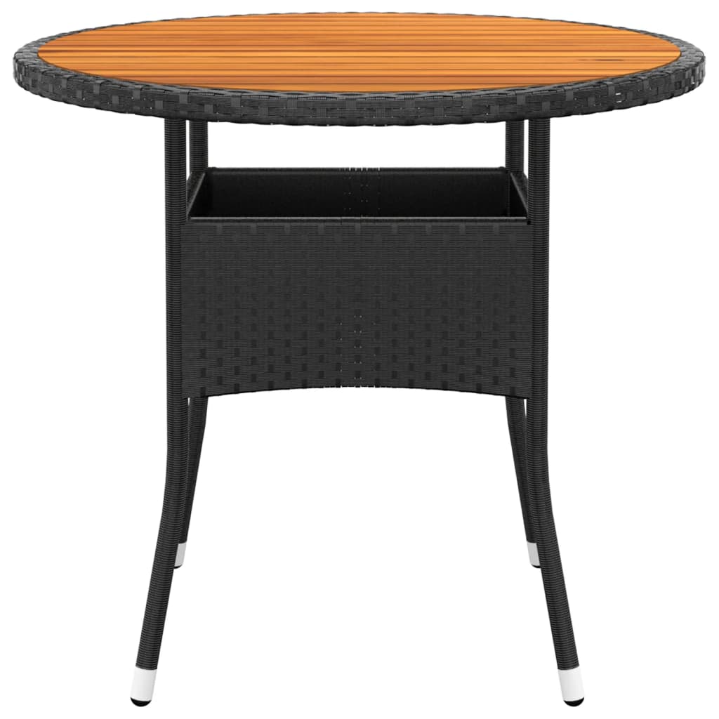 Garden Table ?0x75 cm Acacia Wood and Poly Rattan Black