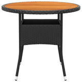 Garden Table ?0x75 cm Acacia Wood and Poly Rattan Black