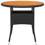Garden Table ?0x75 cm Acacia Wood and Poly Rattan Black