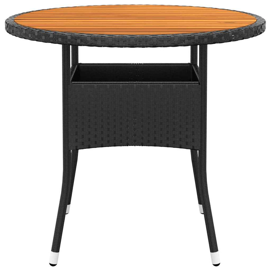 Garden Table ?0x75 cm Acacia Wood and Poly Rattan Black