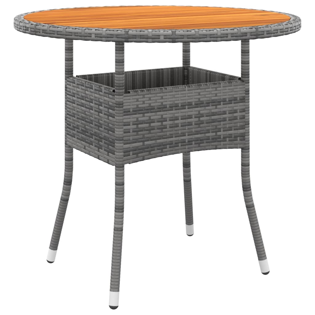 Garden Table ?0x75 cm Acacia Wood and Poly Rattan Grey