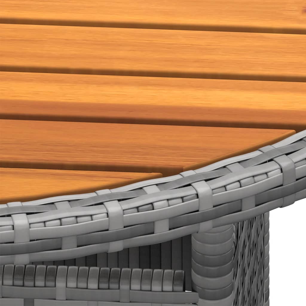 Garden Table ?0x75 cm Acacia Wood and Poly Rattan Grey