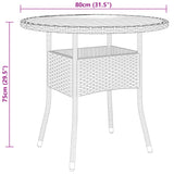 Garden Table Ø80x75 cm Acacia Wood and Poly Rattan Grey - Top-Down View