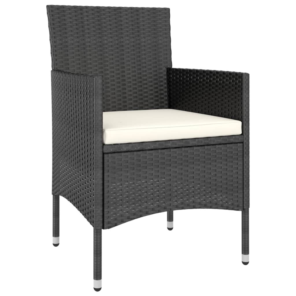 4 Piece Garden Chair and Stool Set Poly Rattan Black