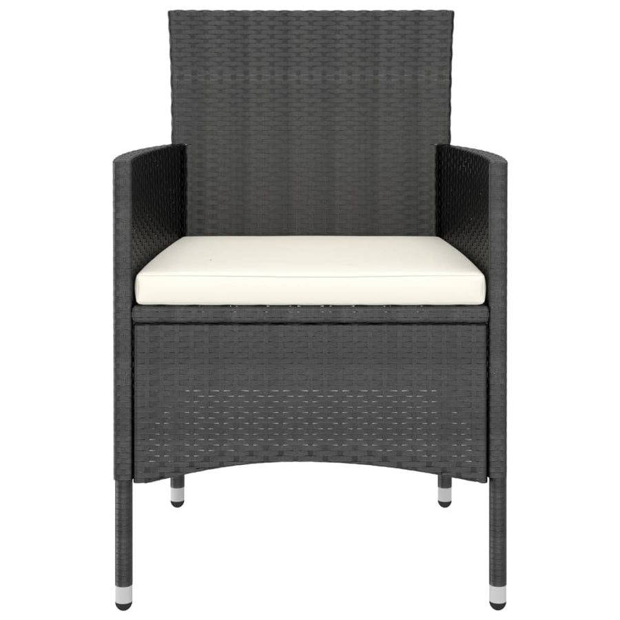 4 Piece Garden Chair and Stool Set Poly Rattan Black