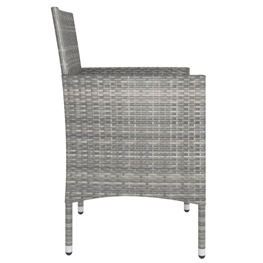 4 Piece Garden Chair and Stool Set Poly Rattan Grey