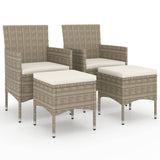 4 Piece Garden Chair and Stool Set Poly Rattan Beige