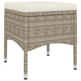 4 Piece Garden Chair and Stool Set Poly Rattan Beige - Close-Up Angle