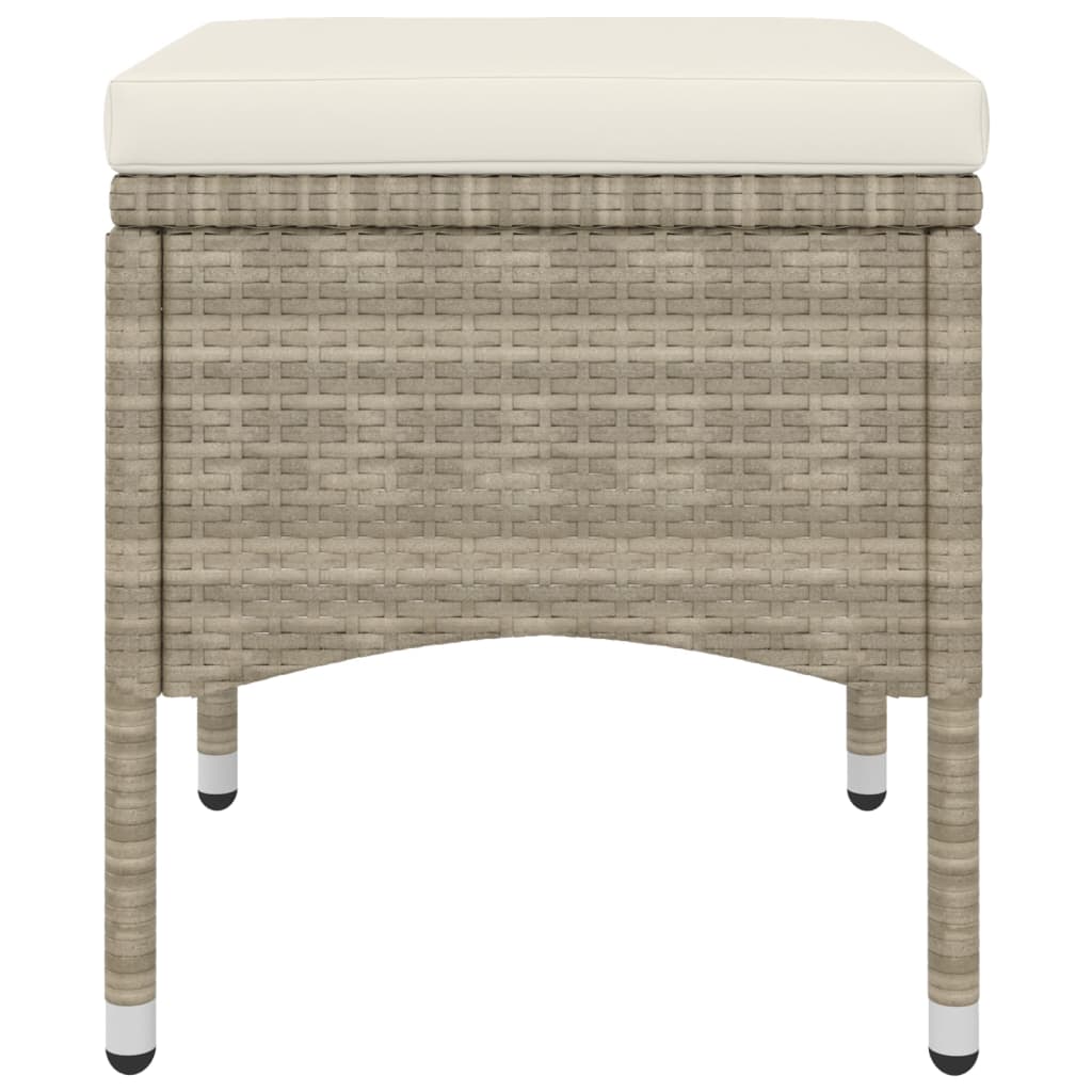 4 Piece Garden Chair and Stool Set Poly Rattan Beige