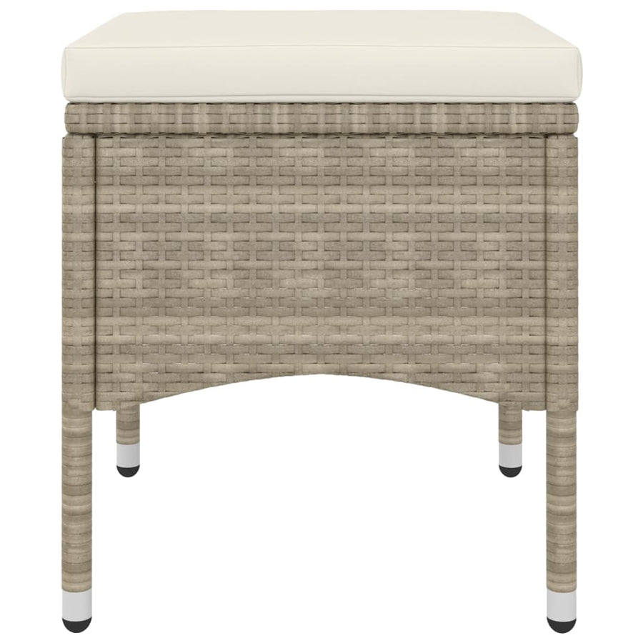 4 Piece Garden Chair and Stool Set Poly Rattan Beige