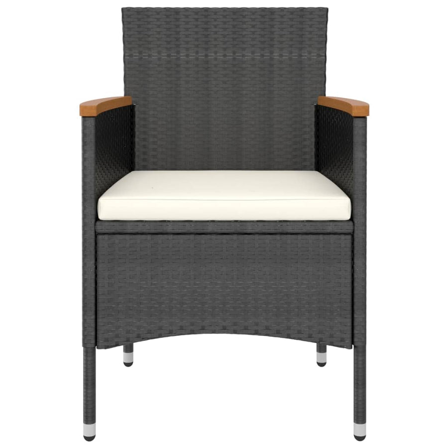 4 Piece Garden Chair and Stool Set Poly Rattan Black